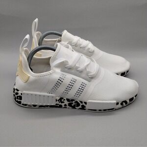 Adidas NMD R1 White Leopard Diamond Studded Stripes Mens Size 8.5 Casual Shoes